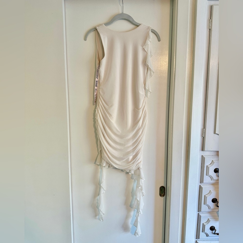 Oh Polly Ivory Iolanda Backless Ruffle Detailing Mini Dress